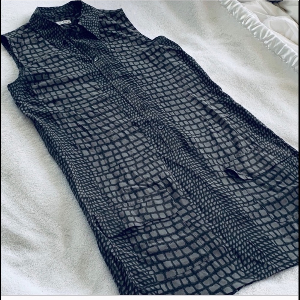EUC Equipment Silk Button Up Sleeveless Dress Sz S